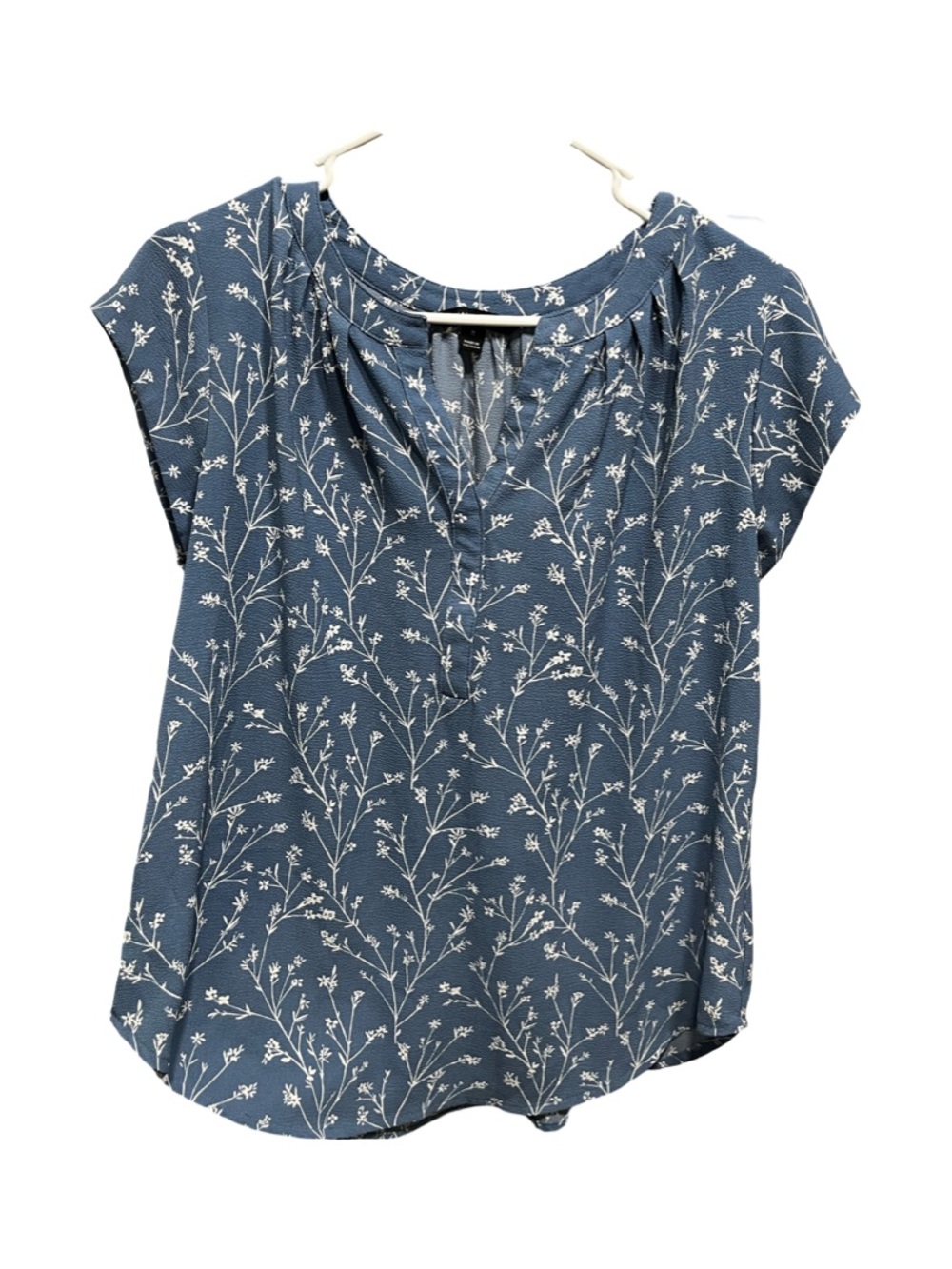 41 Hawthorn Blue Floral Cap-Sleeve Blouse